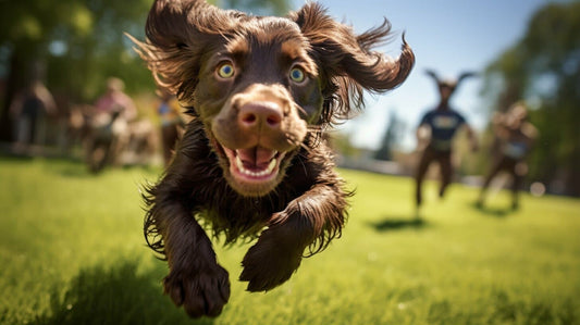 Boykin Spaniel running in a field