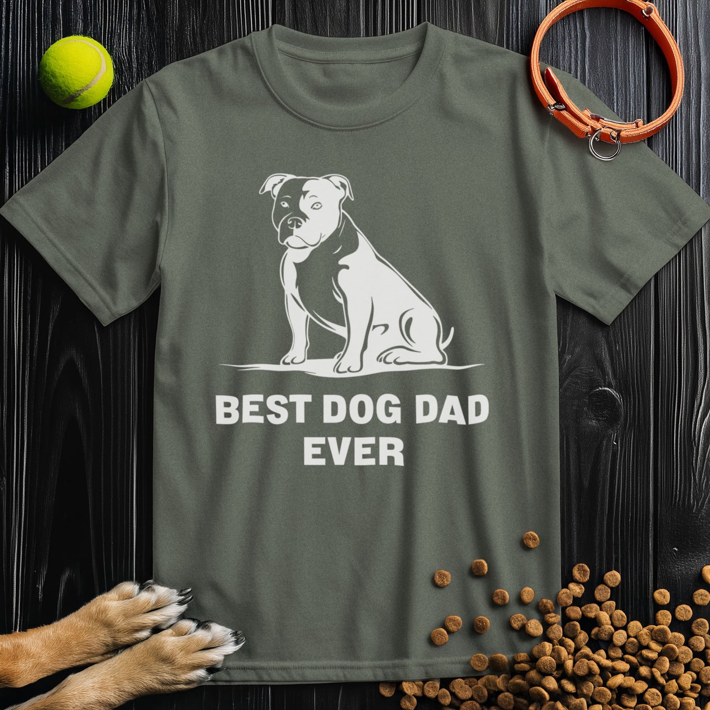 Best Dog Dad Ever White Graphic T-Shirt