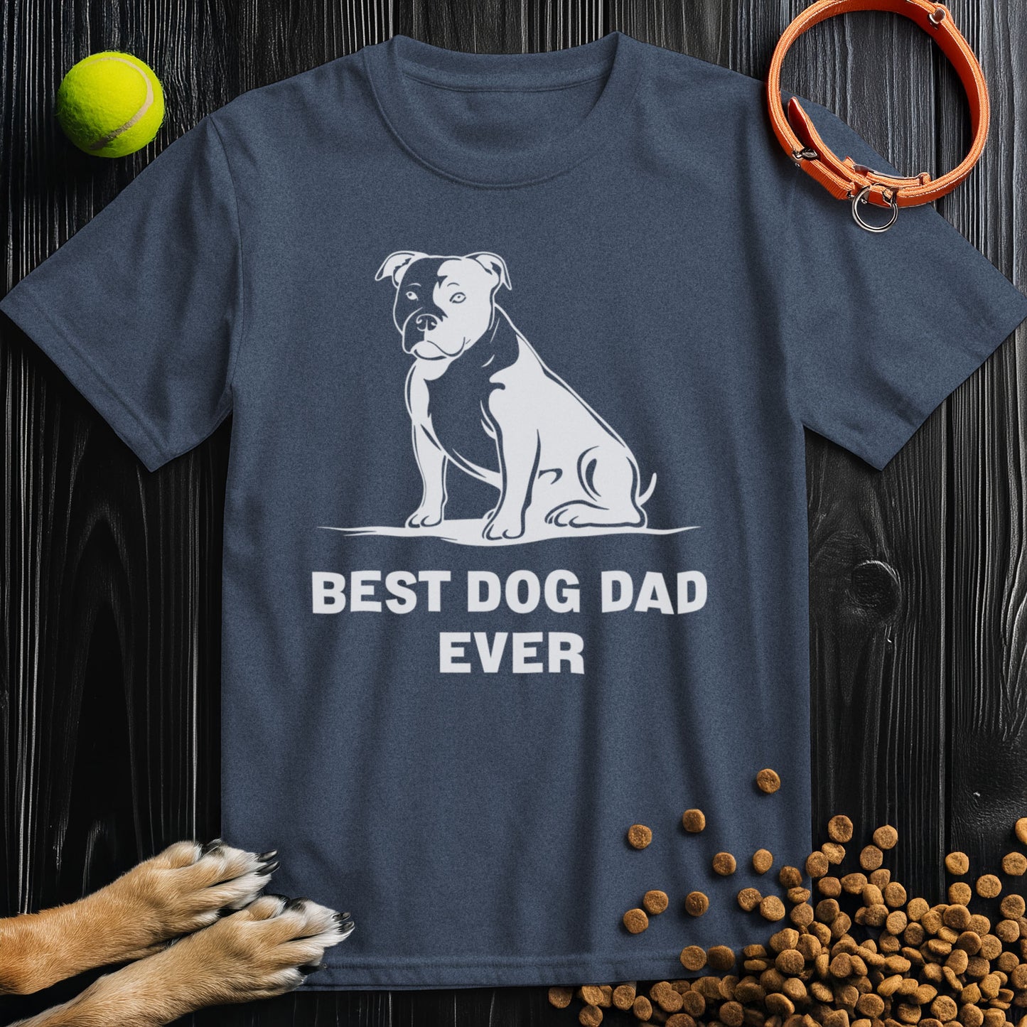 Best Dog Dad Ever White Graphic T-Shirt