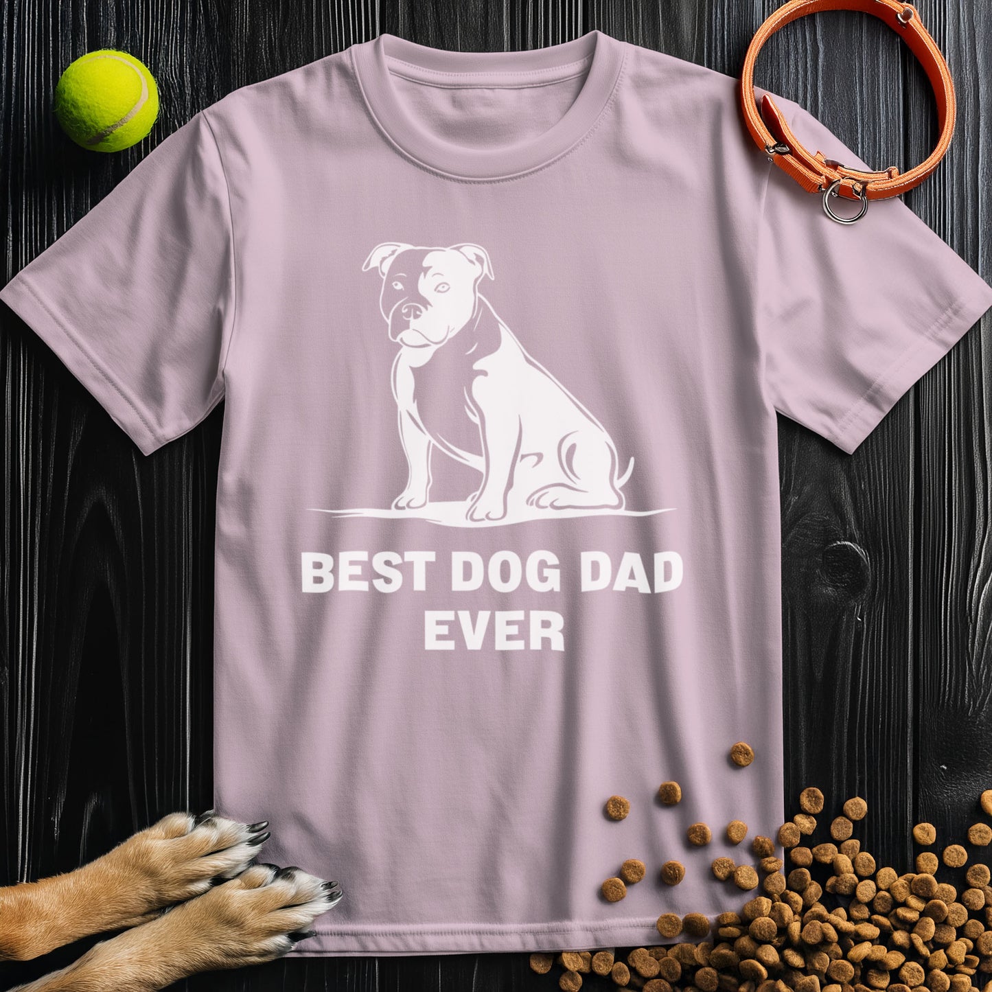 Best Dog Dad Ever White Graphic T-Shirt