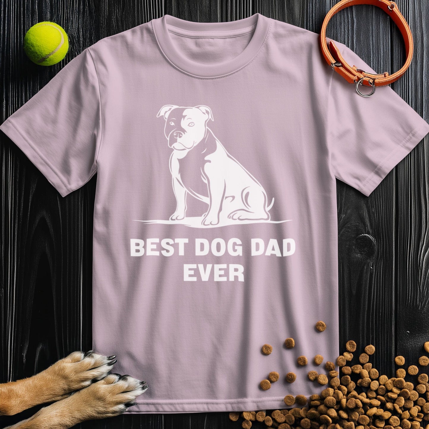 Best Dog Dad Ever White Graphic T-Shirt