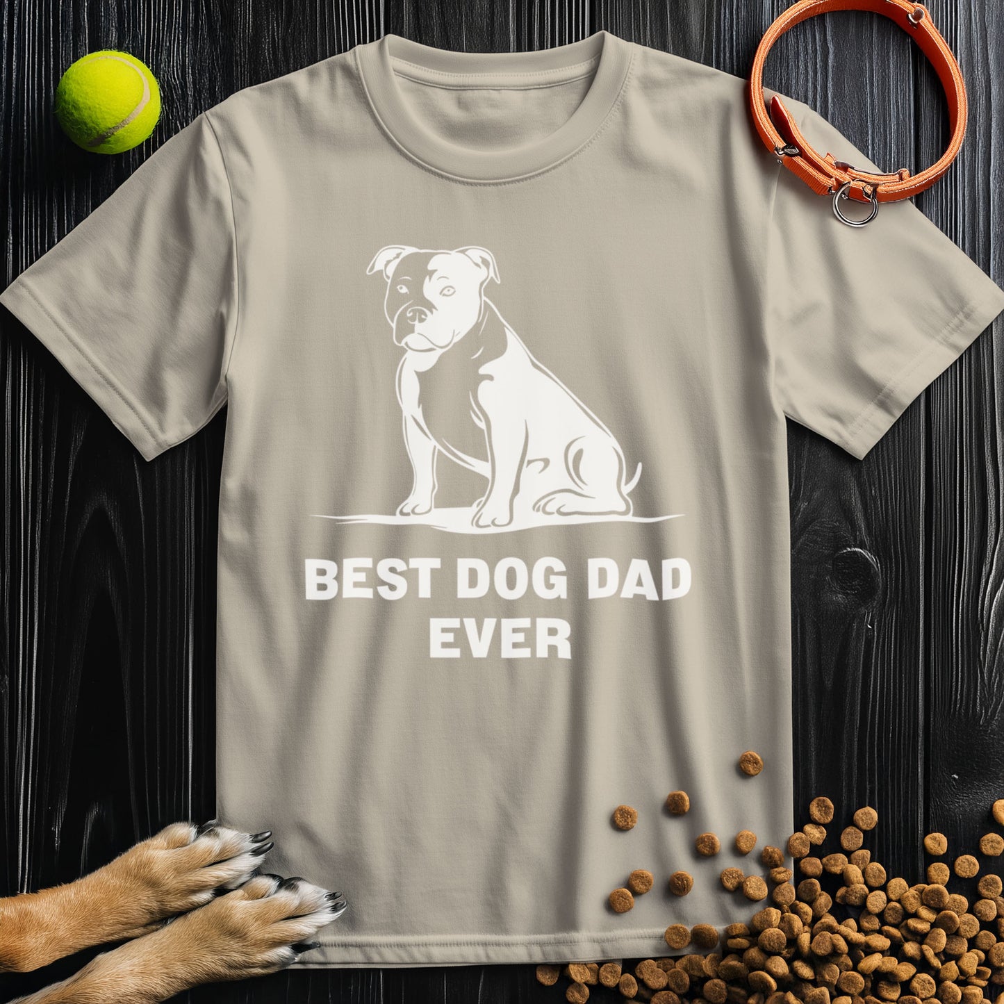 Best Dog Dad Ever White Graphic T-Shirt