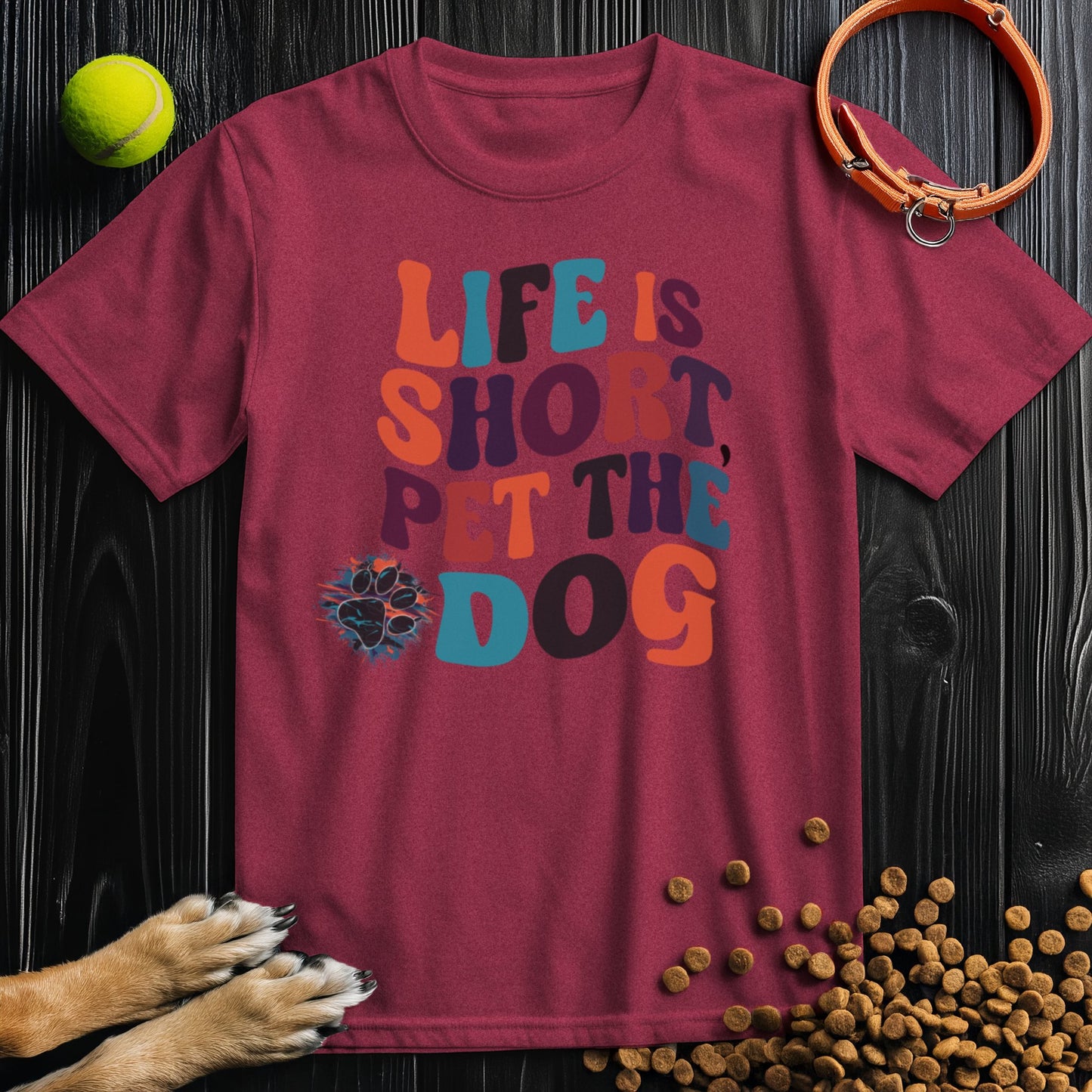 Retro Life Is Short, Pet The Dog T-Shirt