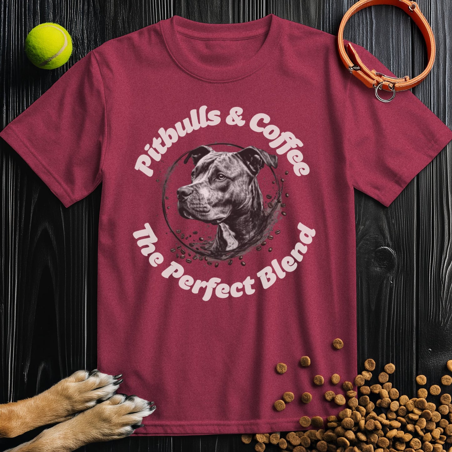 Pitbulls & Coffee, The Perfect Blend Off White Text T-Shirt