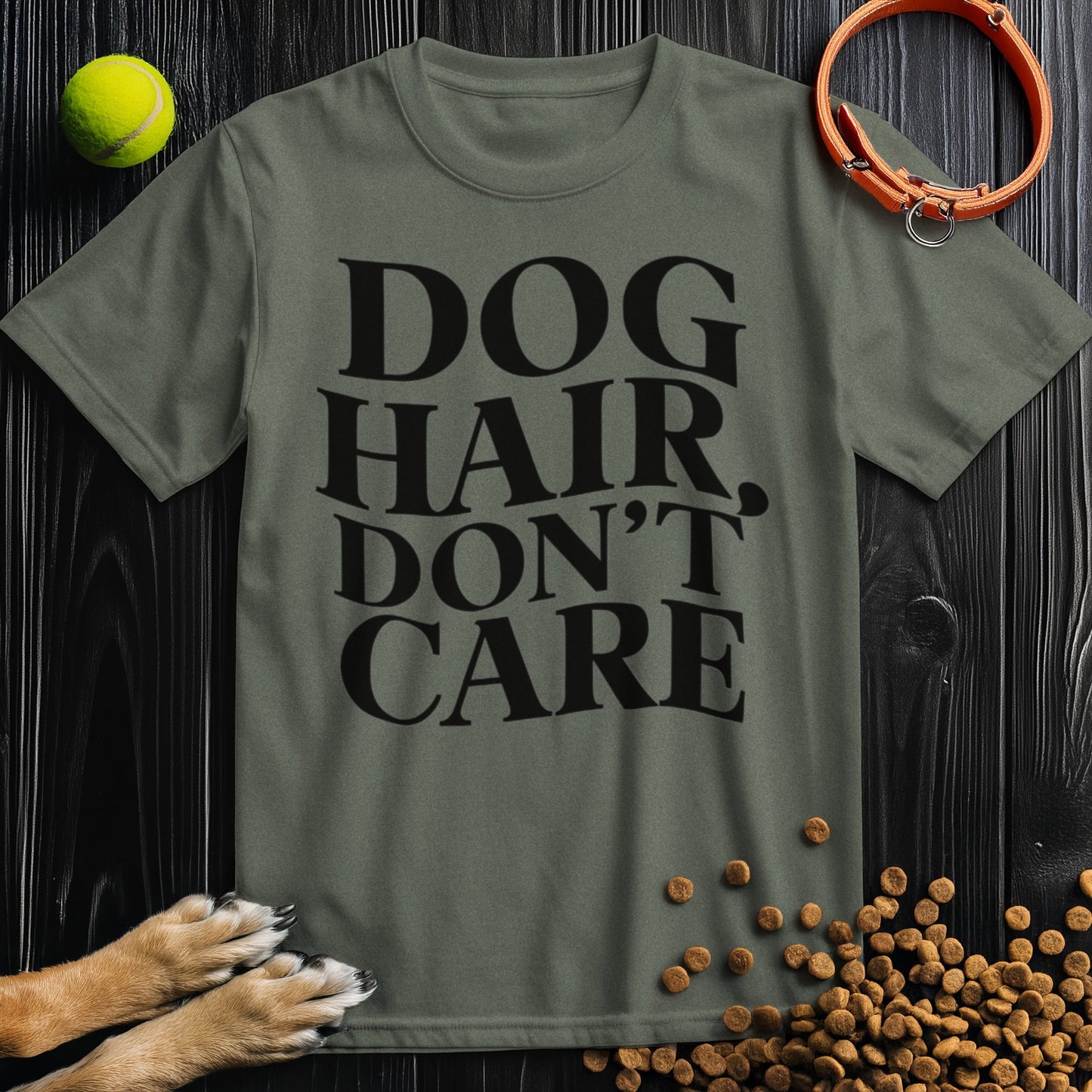 Dog Hair, Don't Care Wavy Black Text T-Shirt