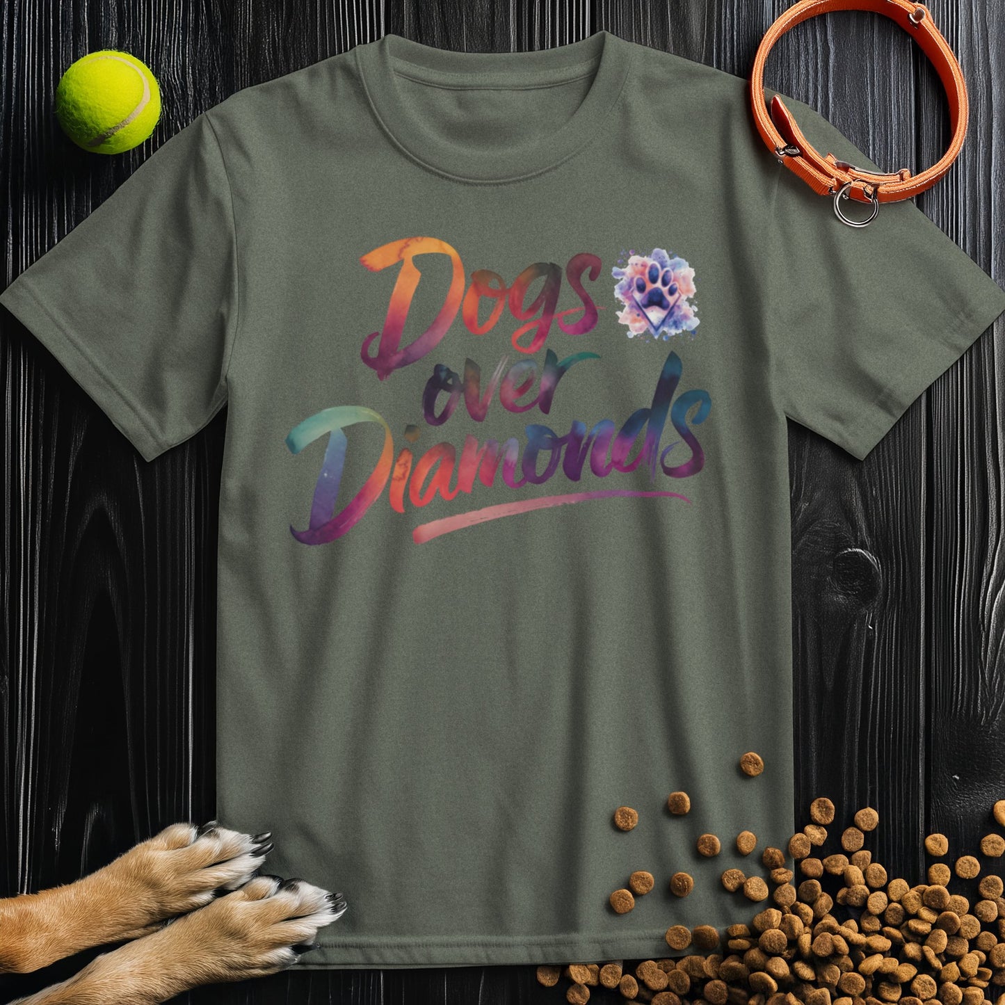 Dogs Over Diamonds Watercolor T-Shirt