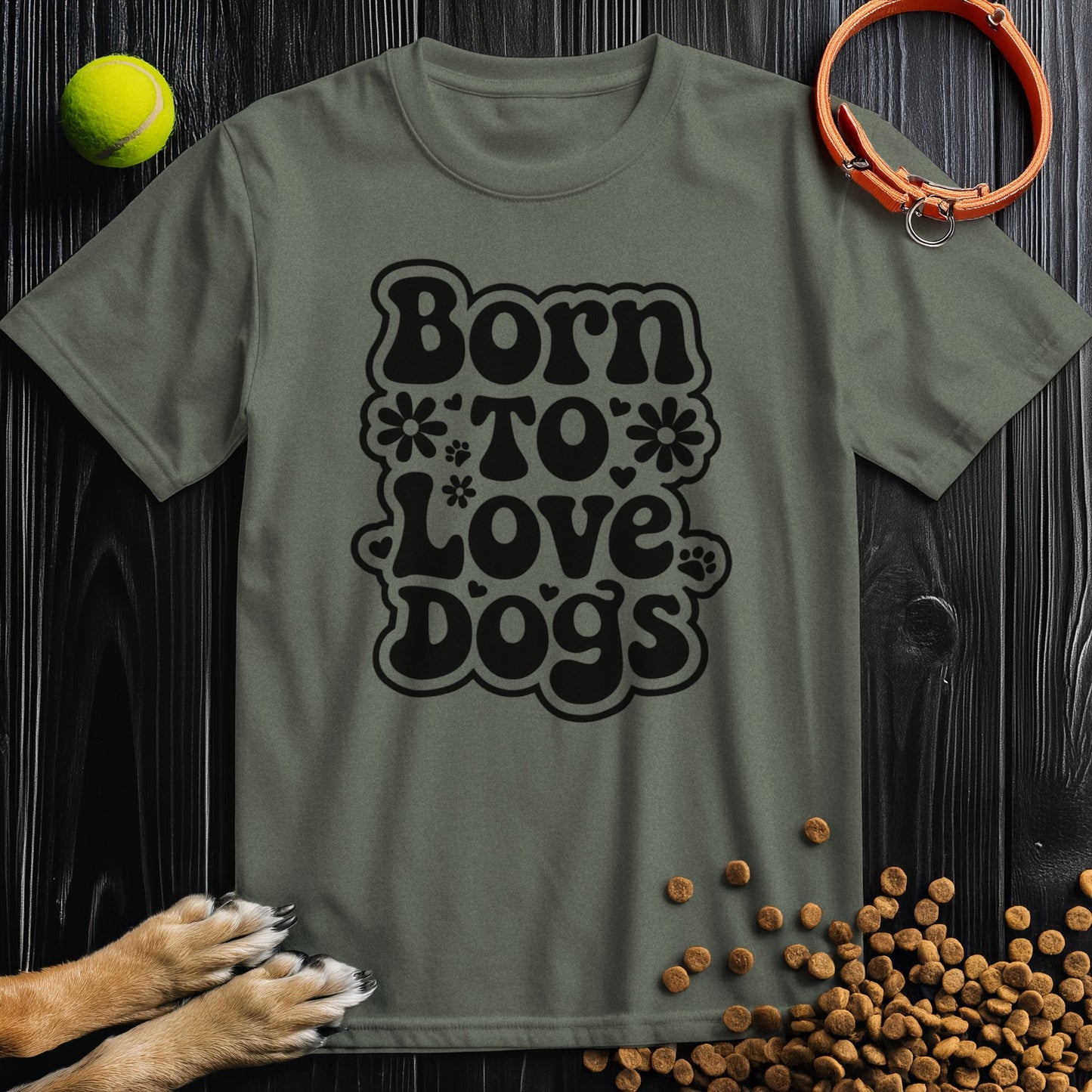 Born To Love Dogs Black T-Shirt