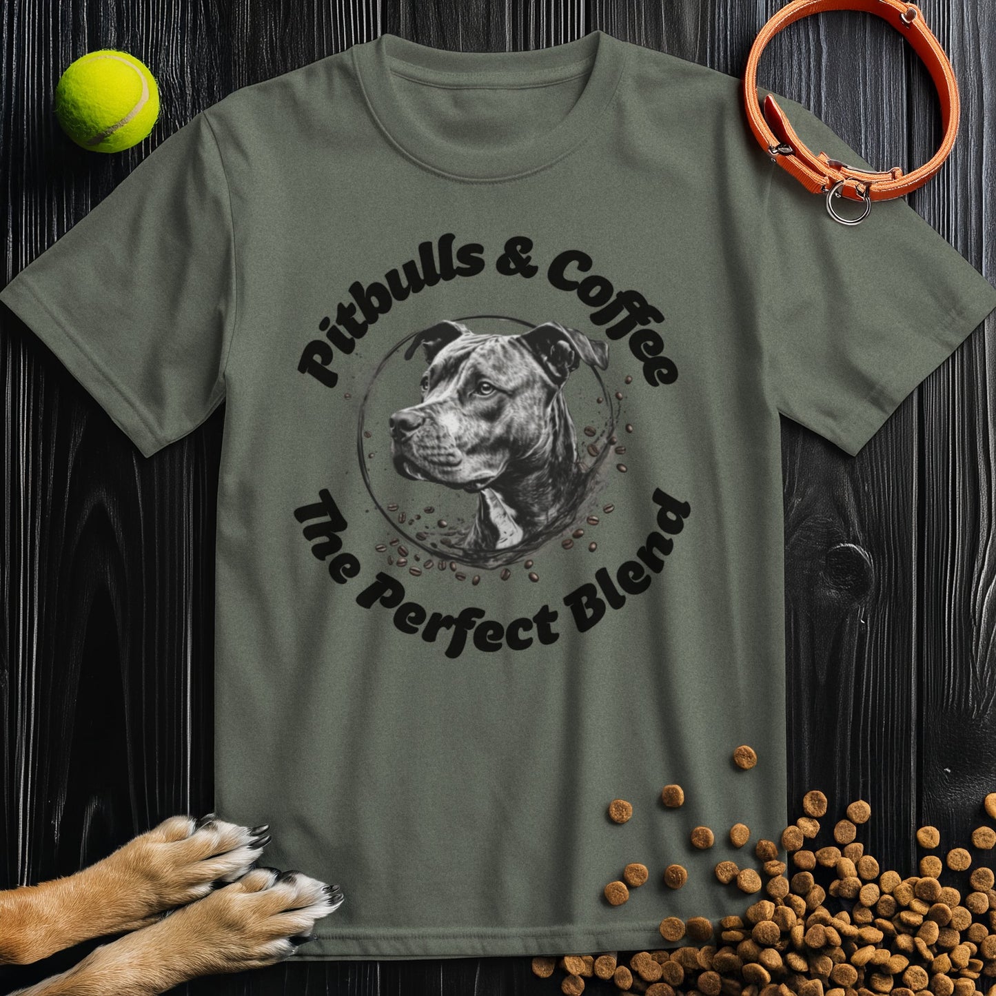 Pitbulls & Coffee, The Perfect Blend Black Text T-Shirt