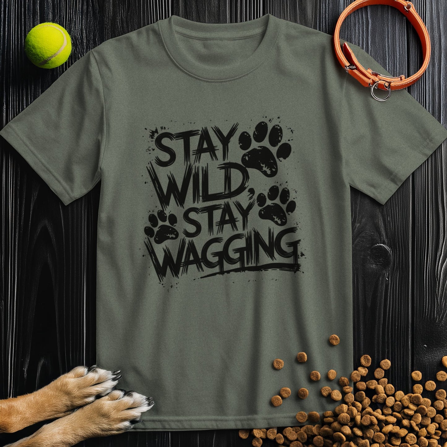 Stay Wild, Stay Wagging Black T-Shirt