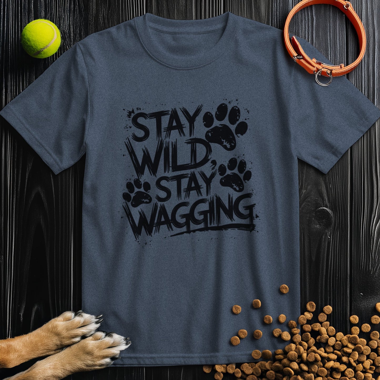 Stay Wild, Stay Wagging Black T-Shirt