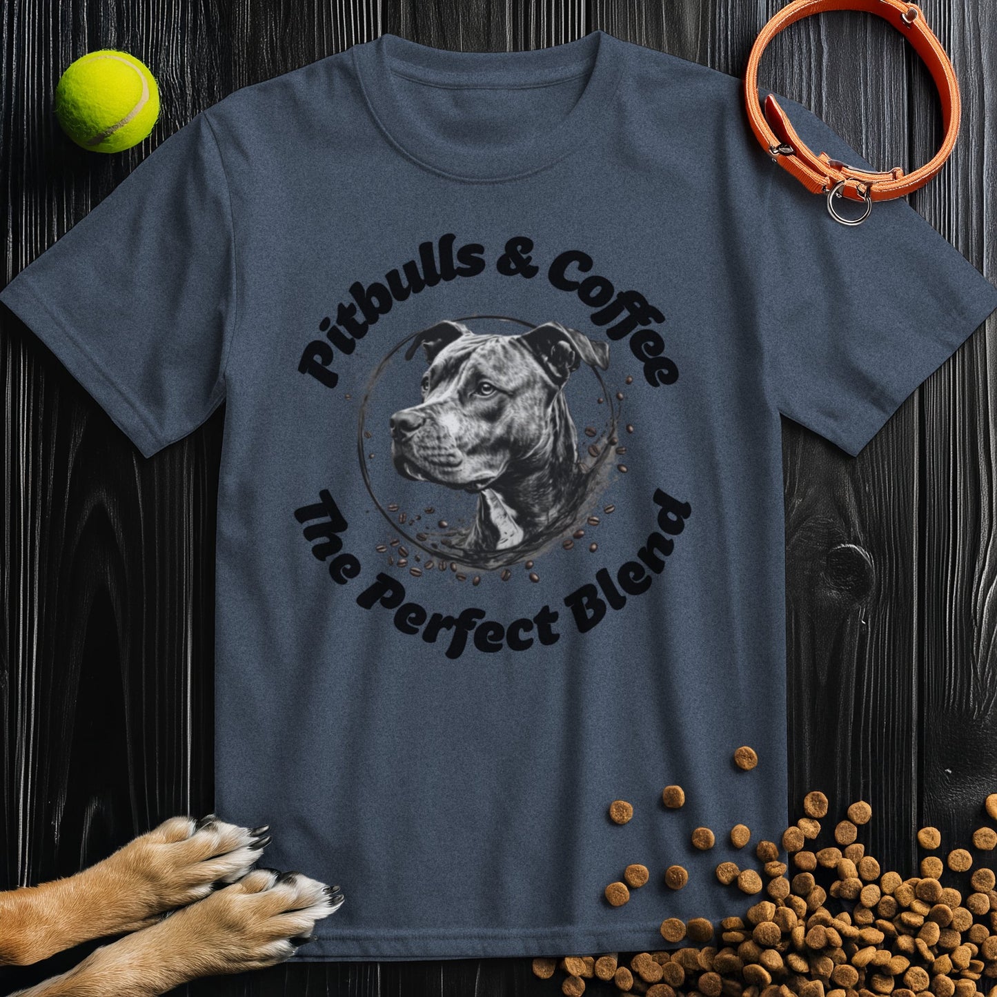 Pitbulls & Coffee, The Perfect Blend Black Text T-Shirt
