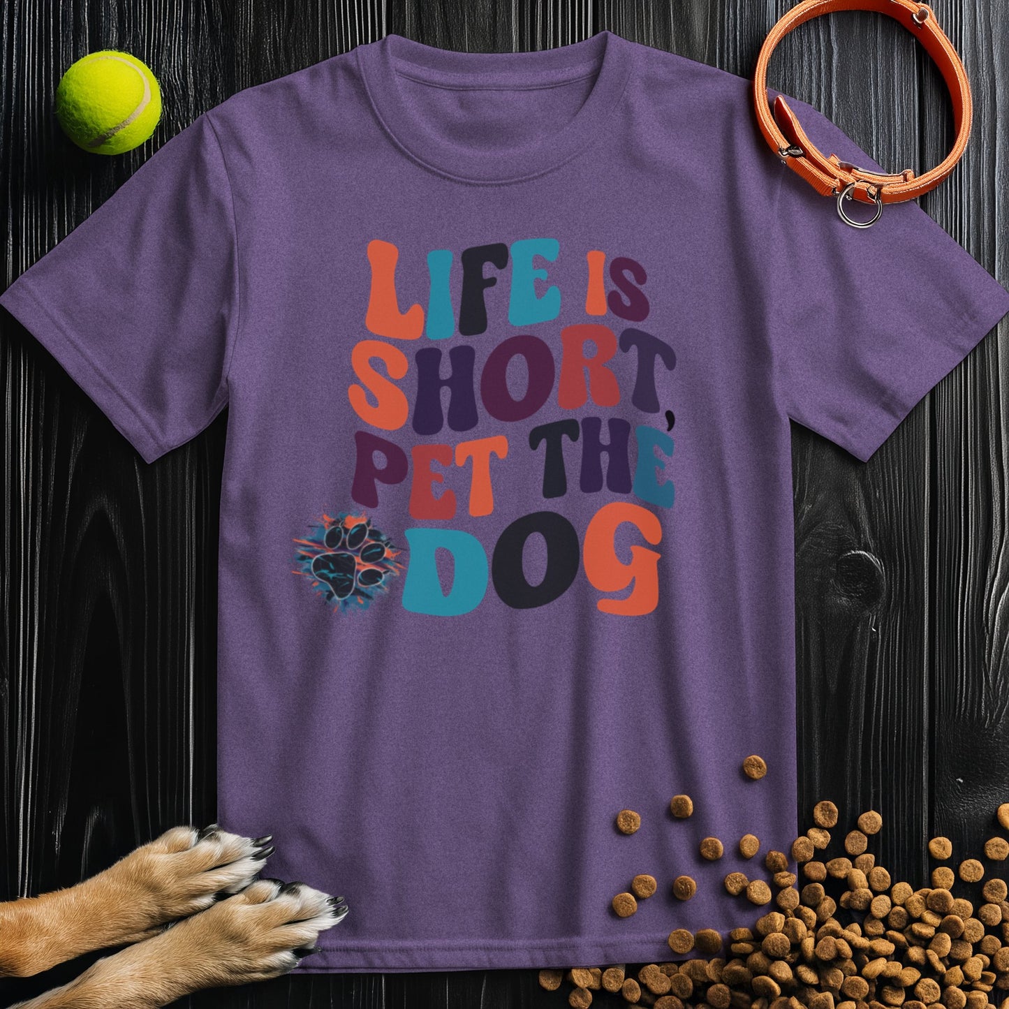 Retro Life Is Short, Pet The Dog T-Shirt