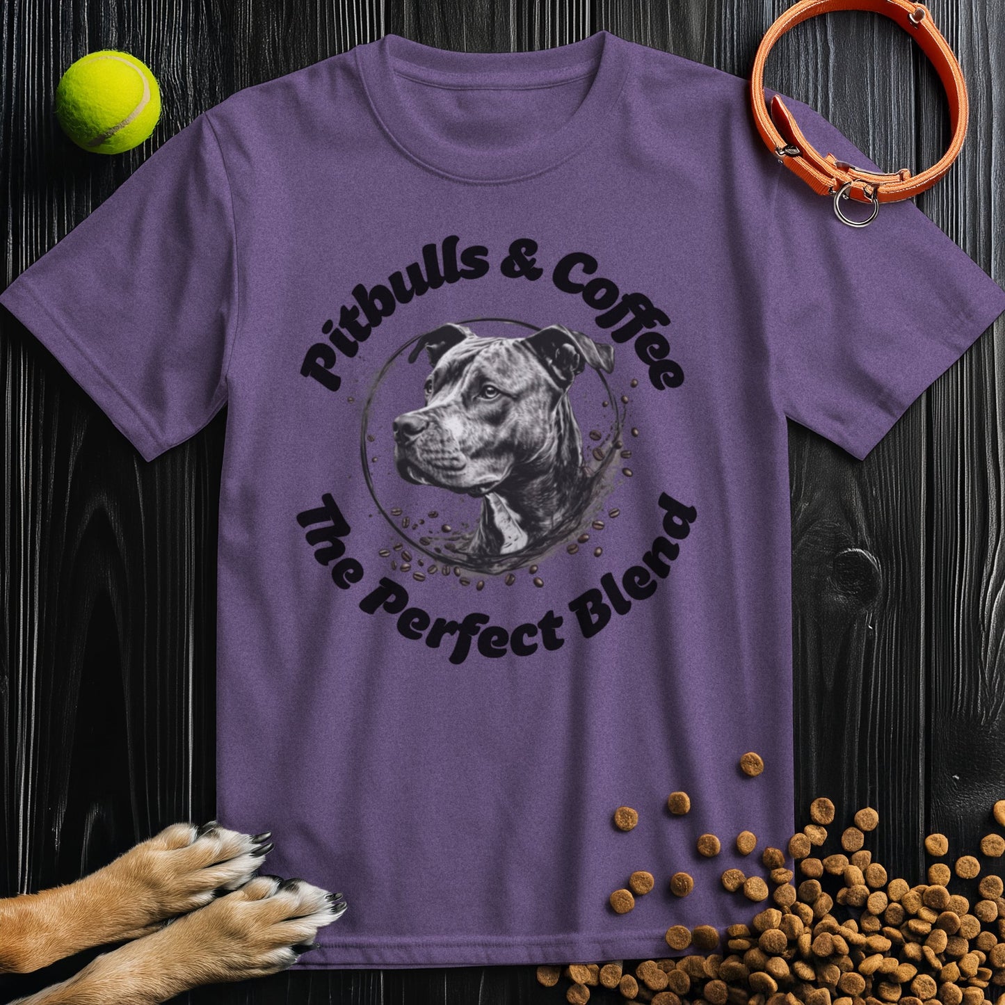 Pitbulls & Coffee, The Perfect Blend Black Text T-Shirt