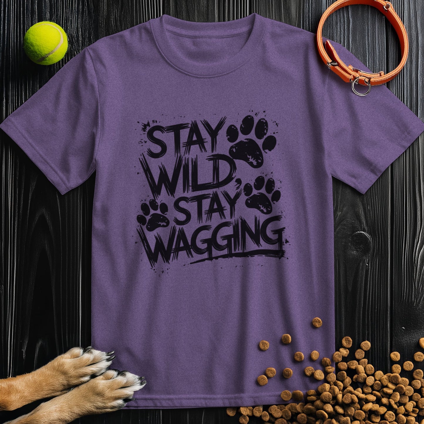 Stay Wild, Stay Wagging Black T-Shirt