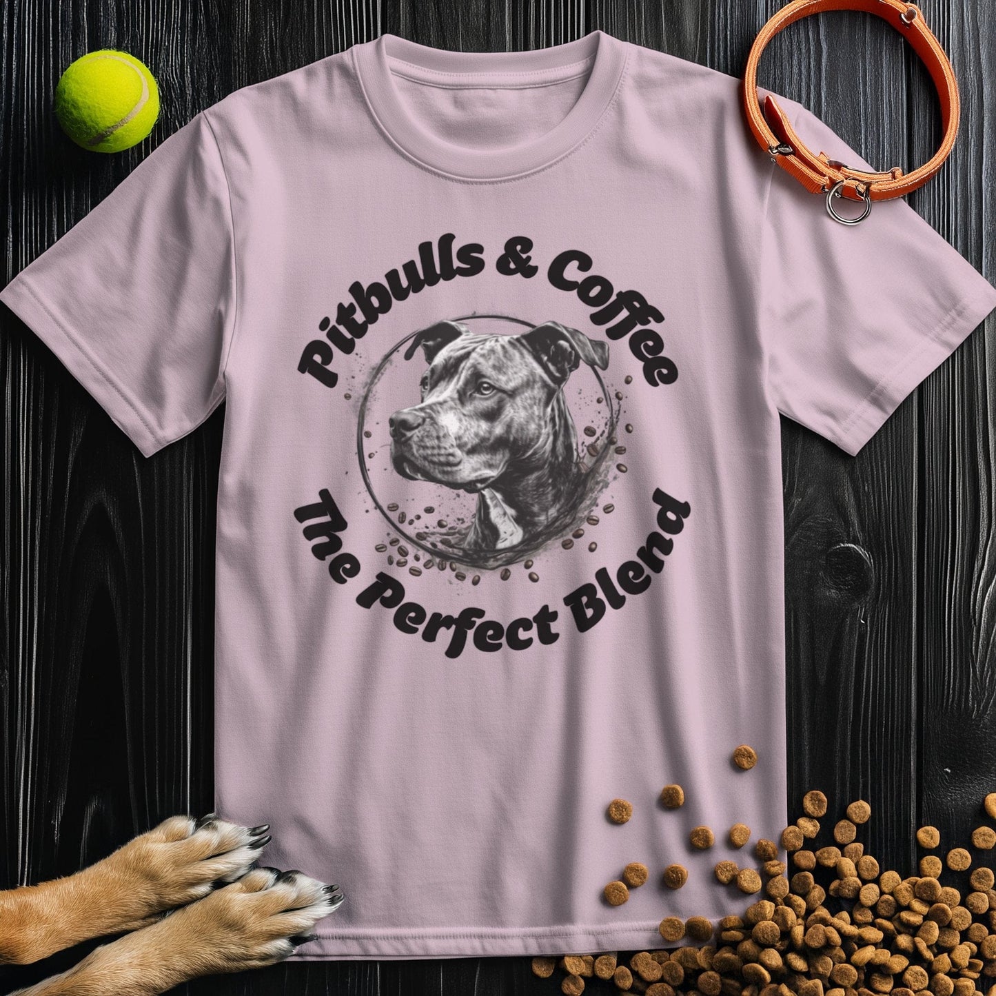Pitbulls & Coffee, The Perfect Blend Black Text T-Shirt