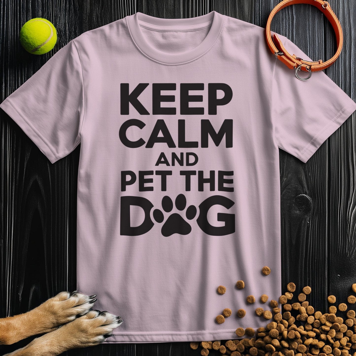 Keep Calm And Pet The Dog Black T-Shirt