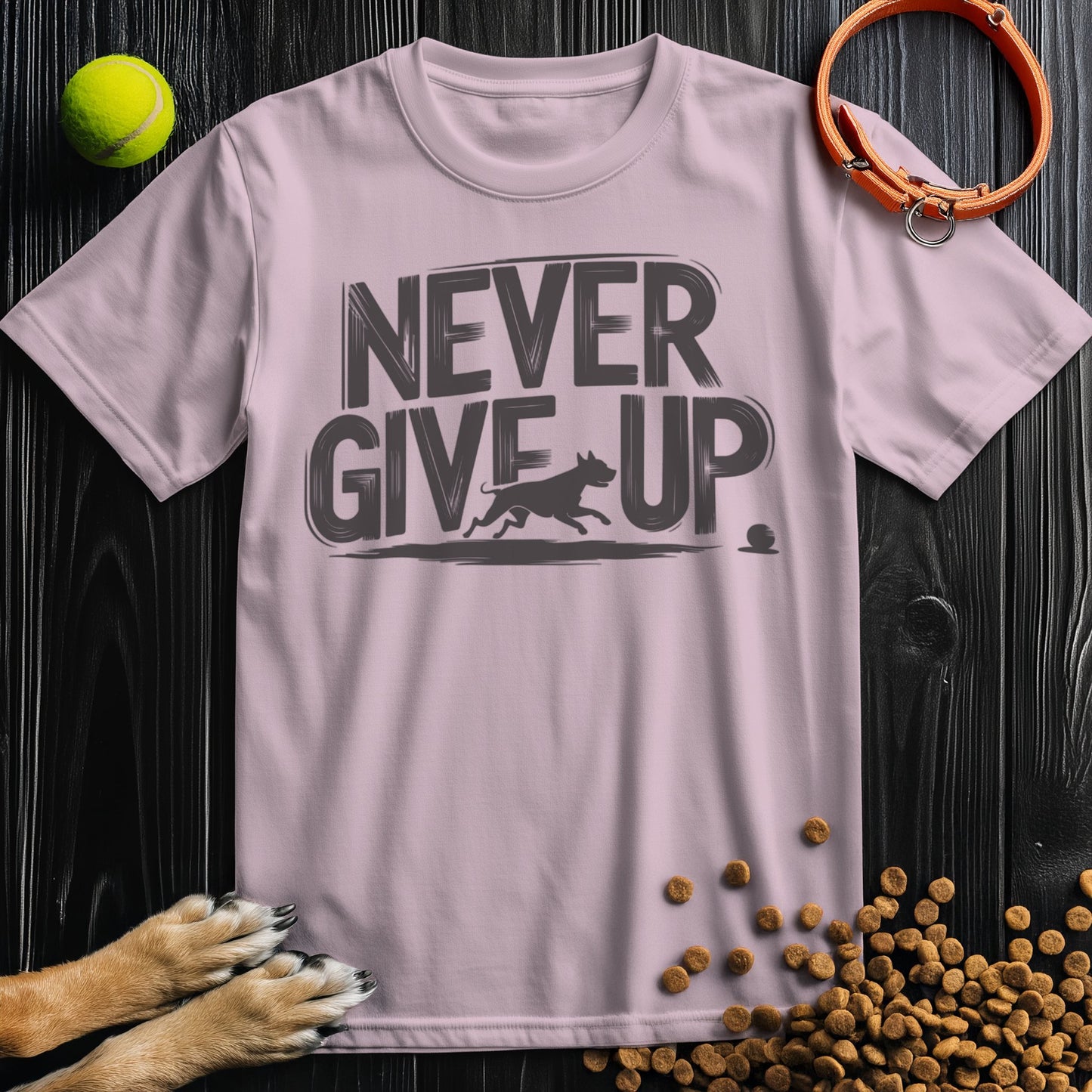Never Give Up Black T-Shirt