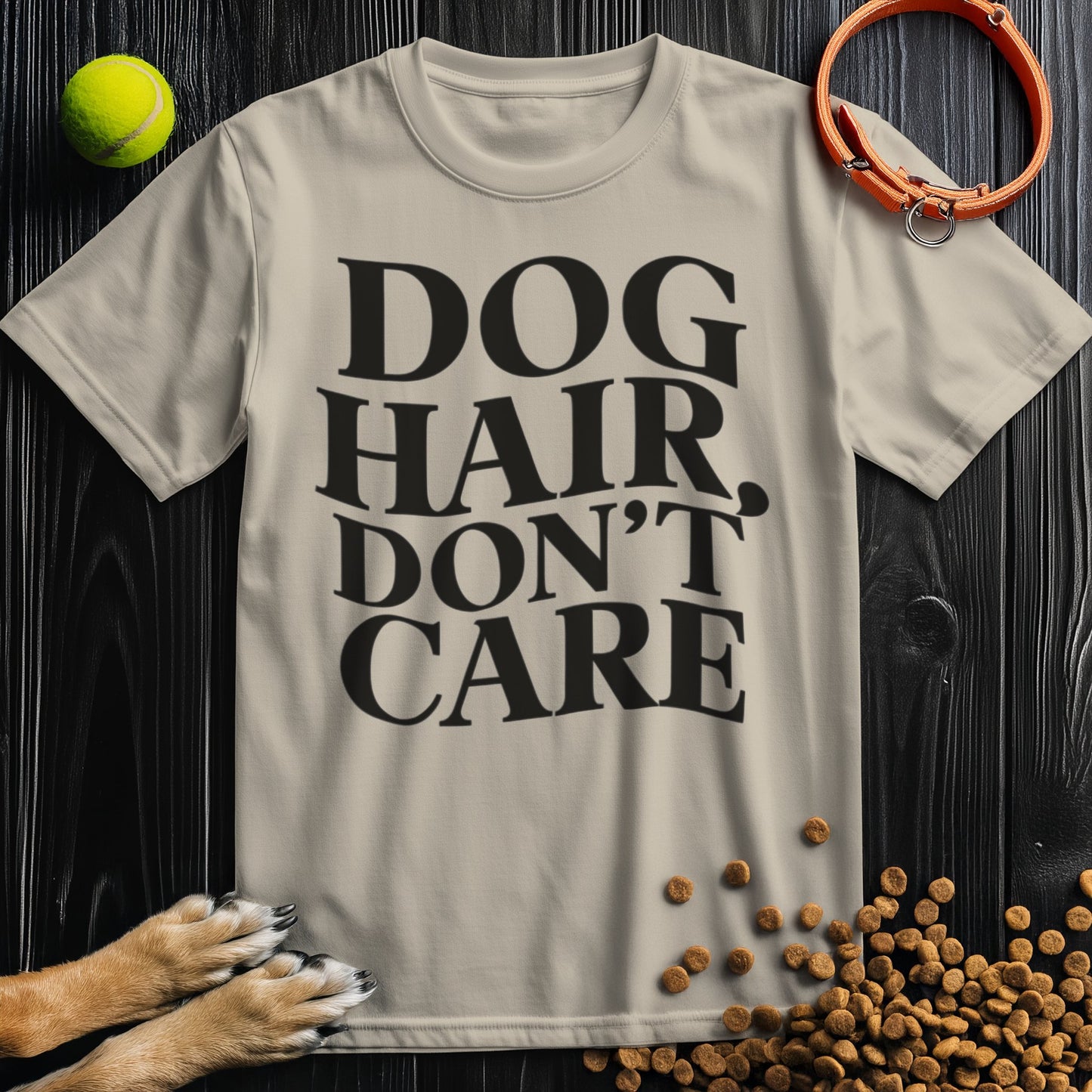 Dog Hair, Don't Care Wavy Black Text T-Shirt