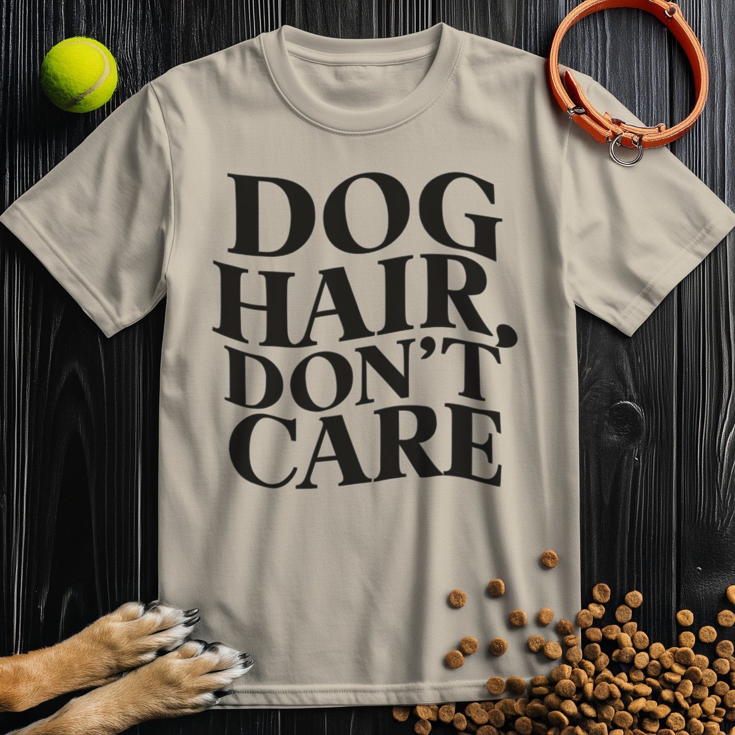 Dog Hair, Don't Care Wavy Black Text T-Shirt