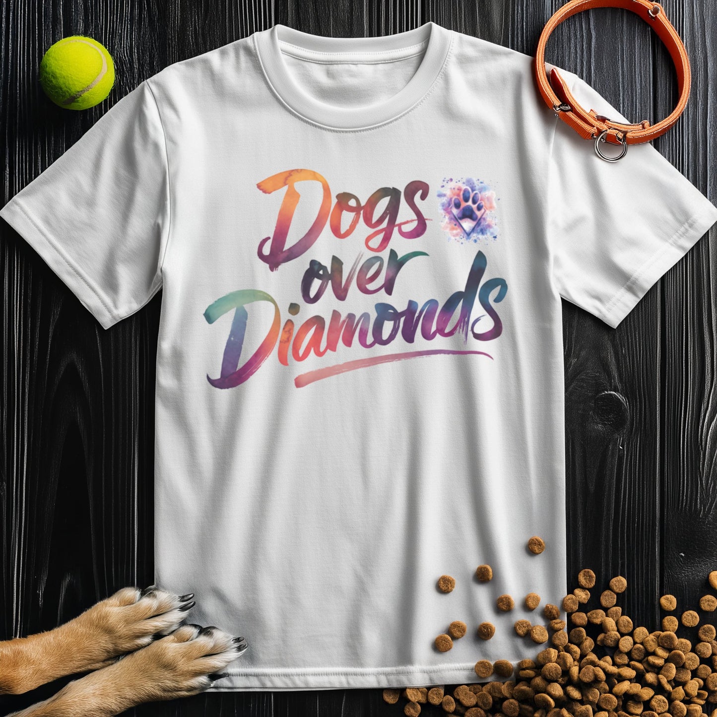 Dogs Over Diamonds Watercolor T-Shirt