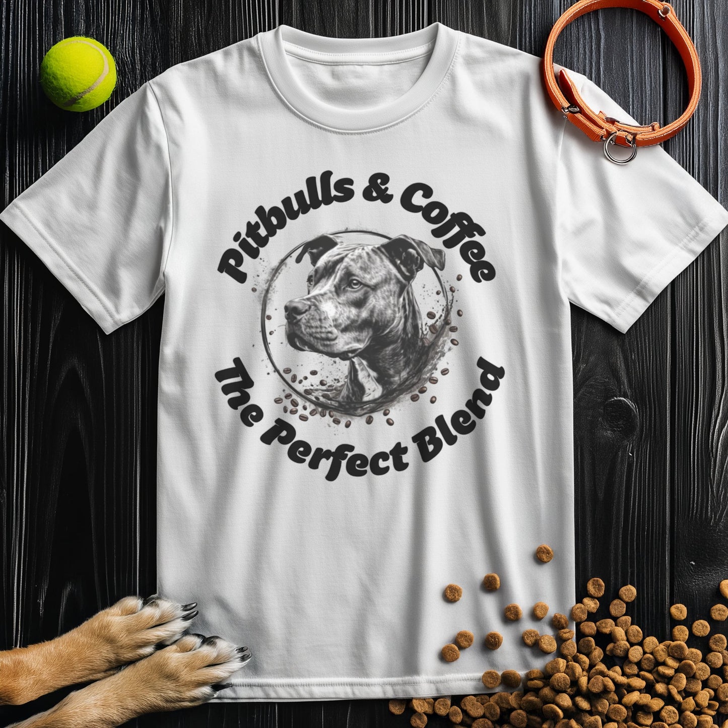 Pitbulls & Coffee, The Perfect Blend Black Text T-Shirt
