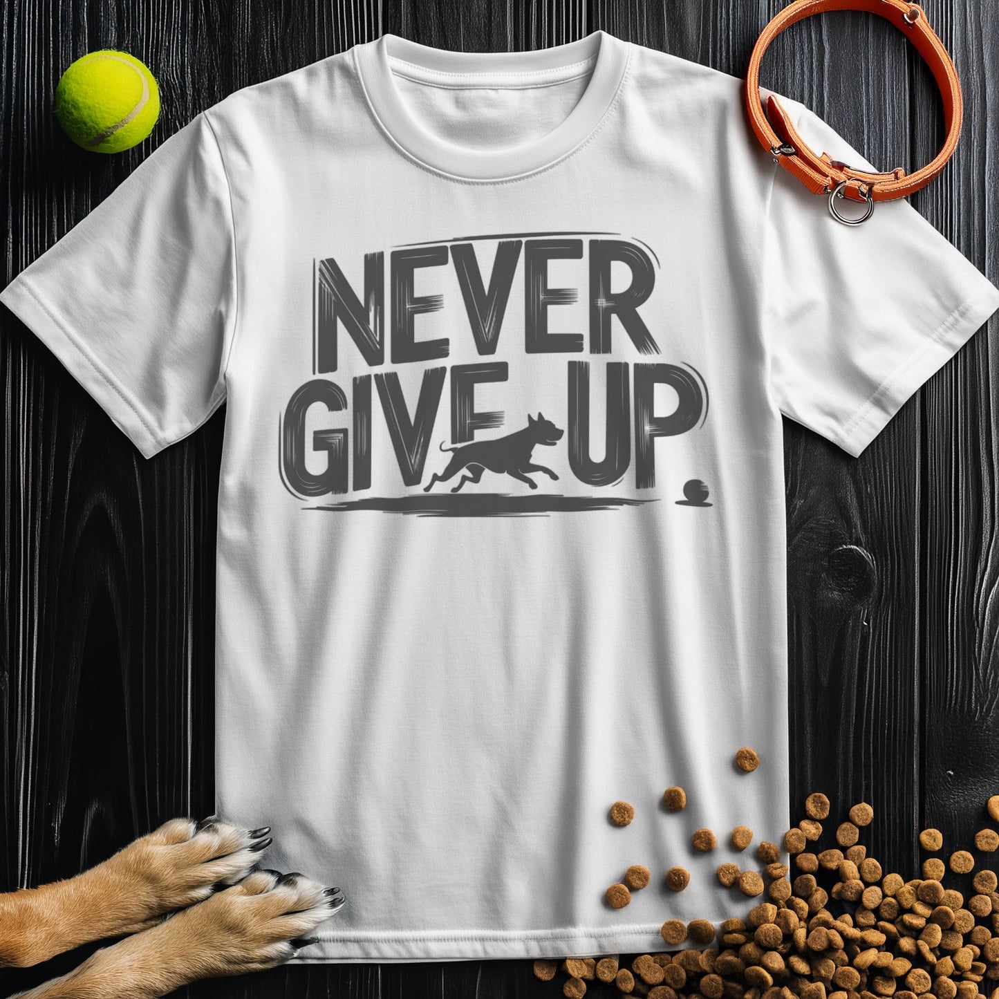 Never Give Up Black T-Shirt