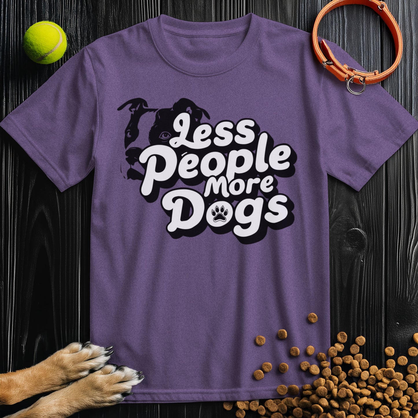Less People, More Dogs White Type T-Shirt