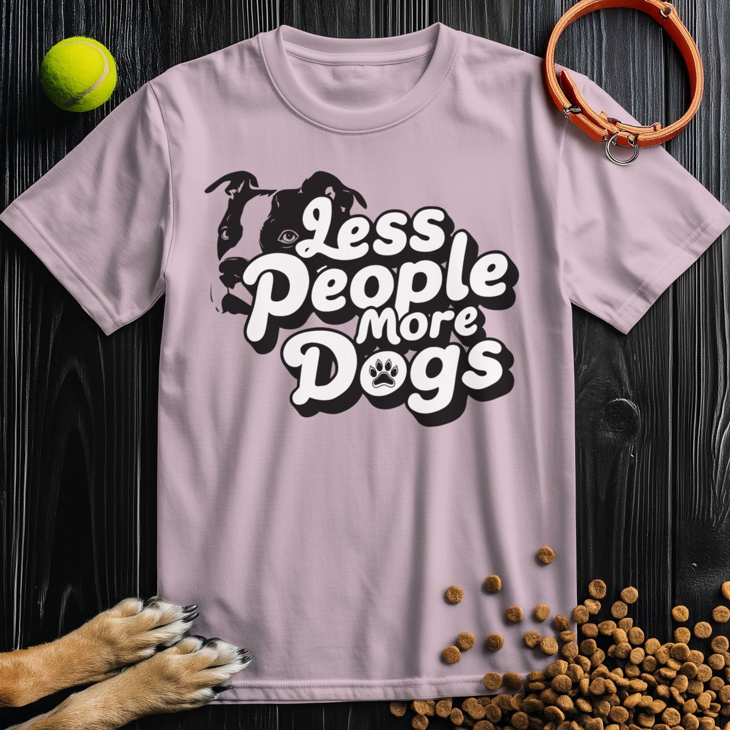 Less People, More Dogs White Type T-Shirt
