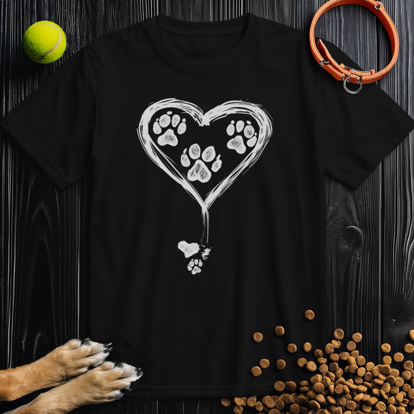 Paw Of Hearts White Graphic T-Shirt