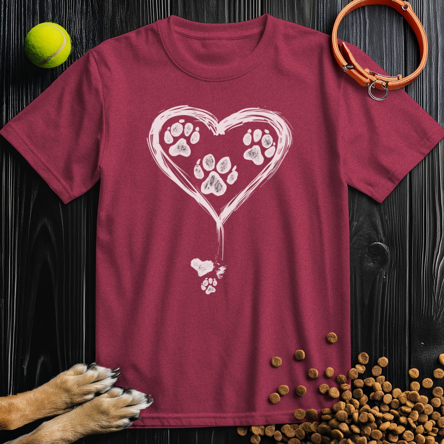 Paw Of Hearts White Graphic T-Shirt