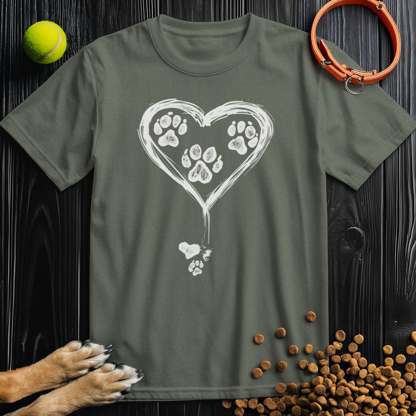Paw Of Hearts White Graphic T-Shirt