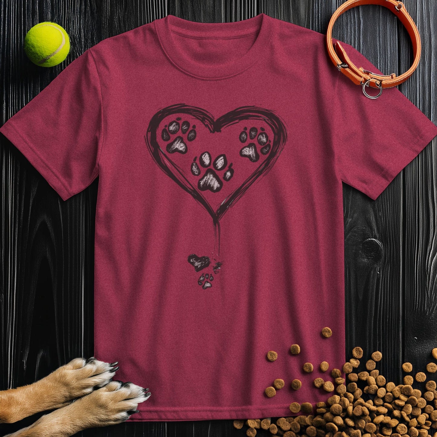 Paws Of Hearts Black Graphic T-Shirt