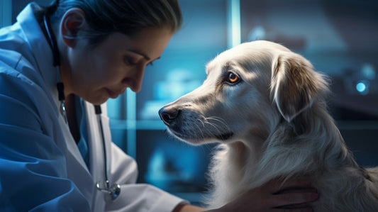 a dog at the vet with bronchitis