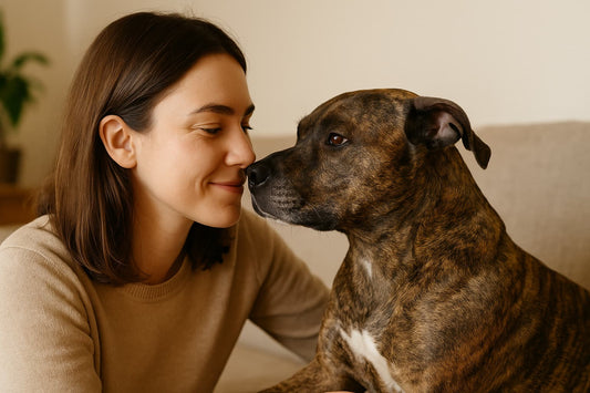 a dog showing signs of love to its owner