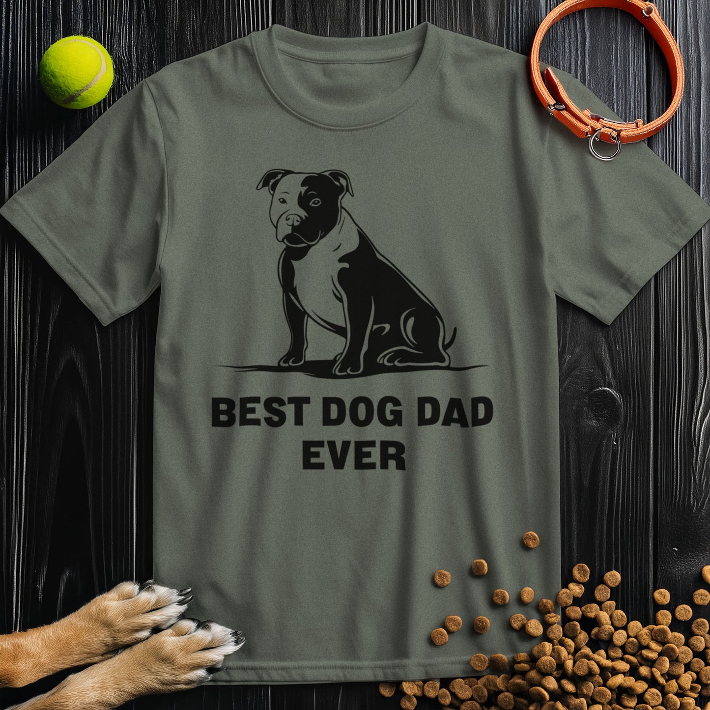Best Dog Dad Ever Black Graphic T-Shirt