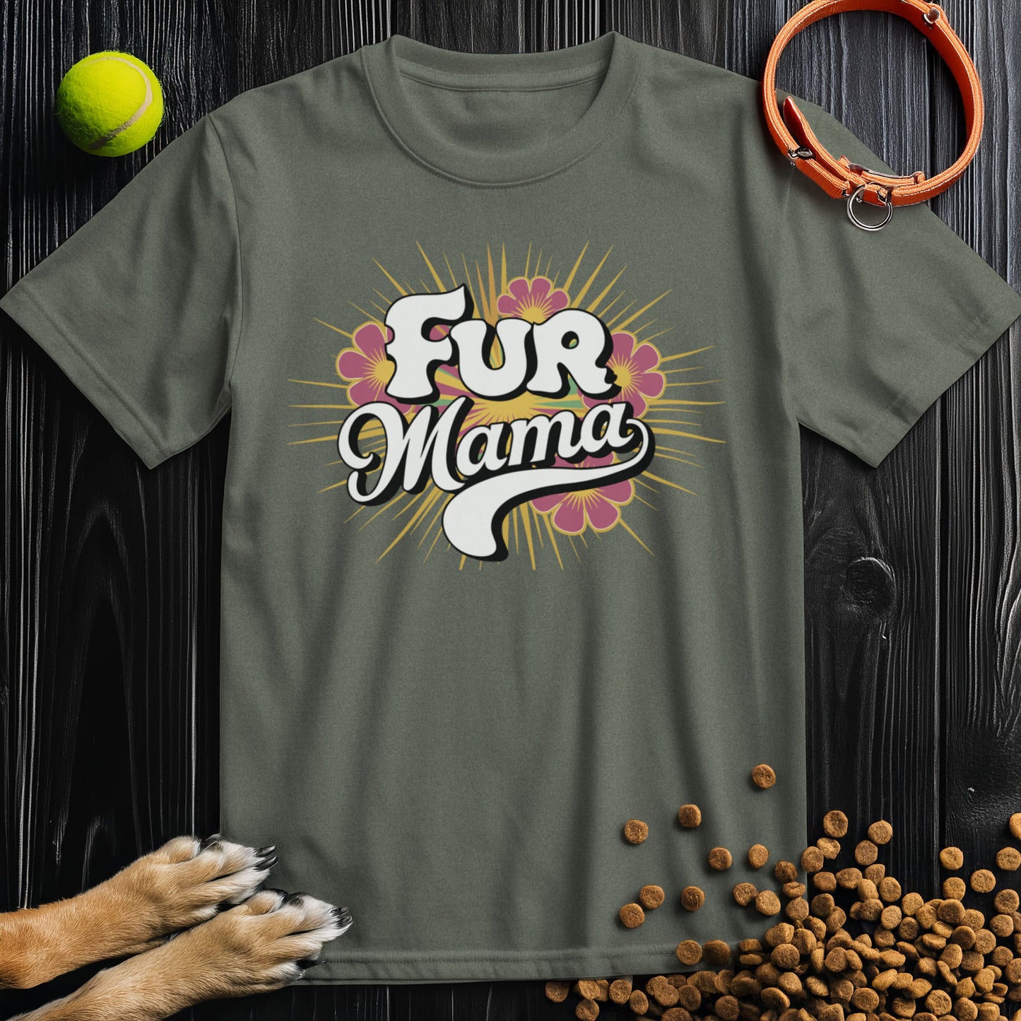 Fur Mama Retro Flower T-Shirt