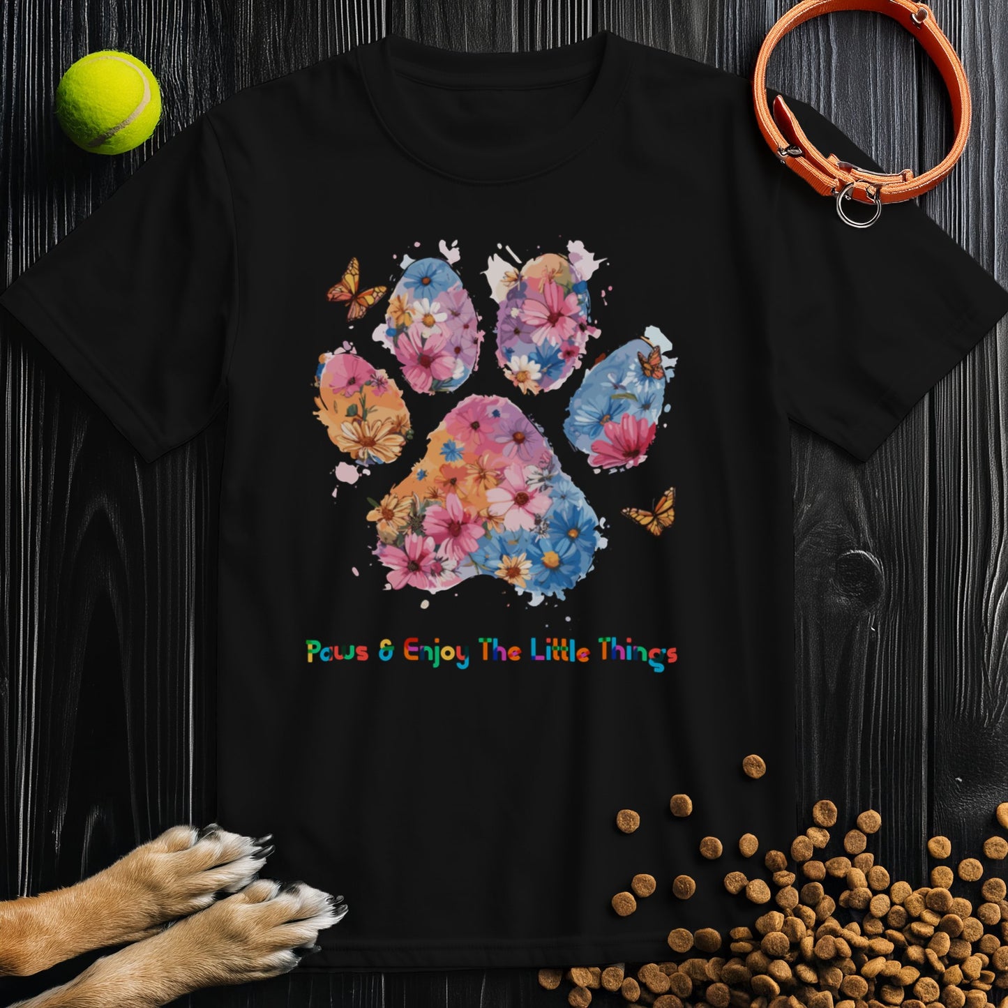 Paws & Enjoy The Little Things Watercolor T-Shirt