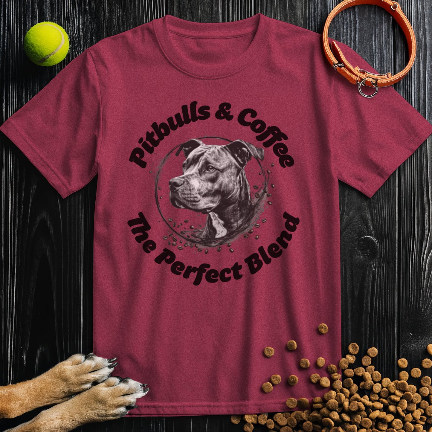 Pitbulls & Coffee, The Perfect Blend Black Text T-Shirt