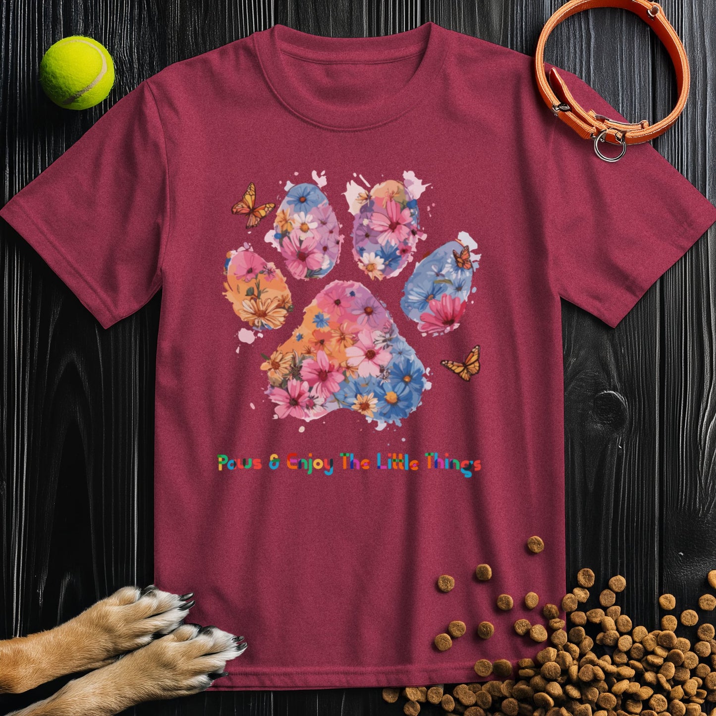 Paws & Enjoy The Little Things Watercolor T-Shirt
