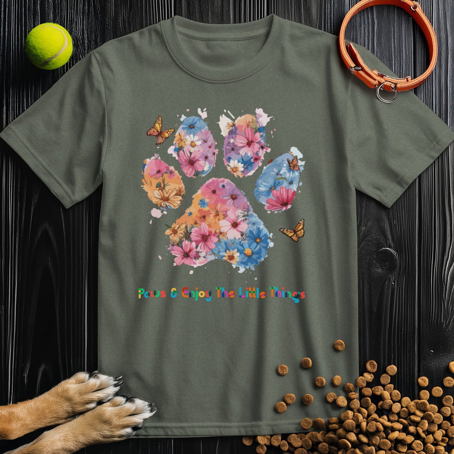 Paws & Enjoy The Little Things Watercolor T-Shirt