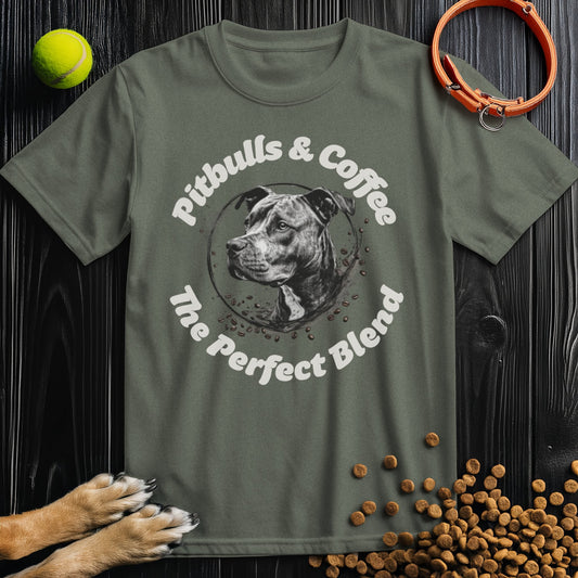 Pitbulls & Coffee, The Perfect Blend Off White Text T-Shirt