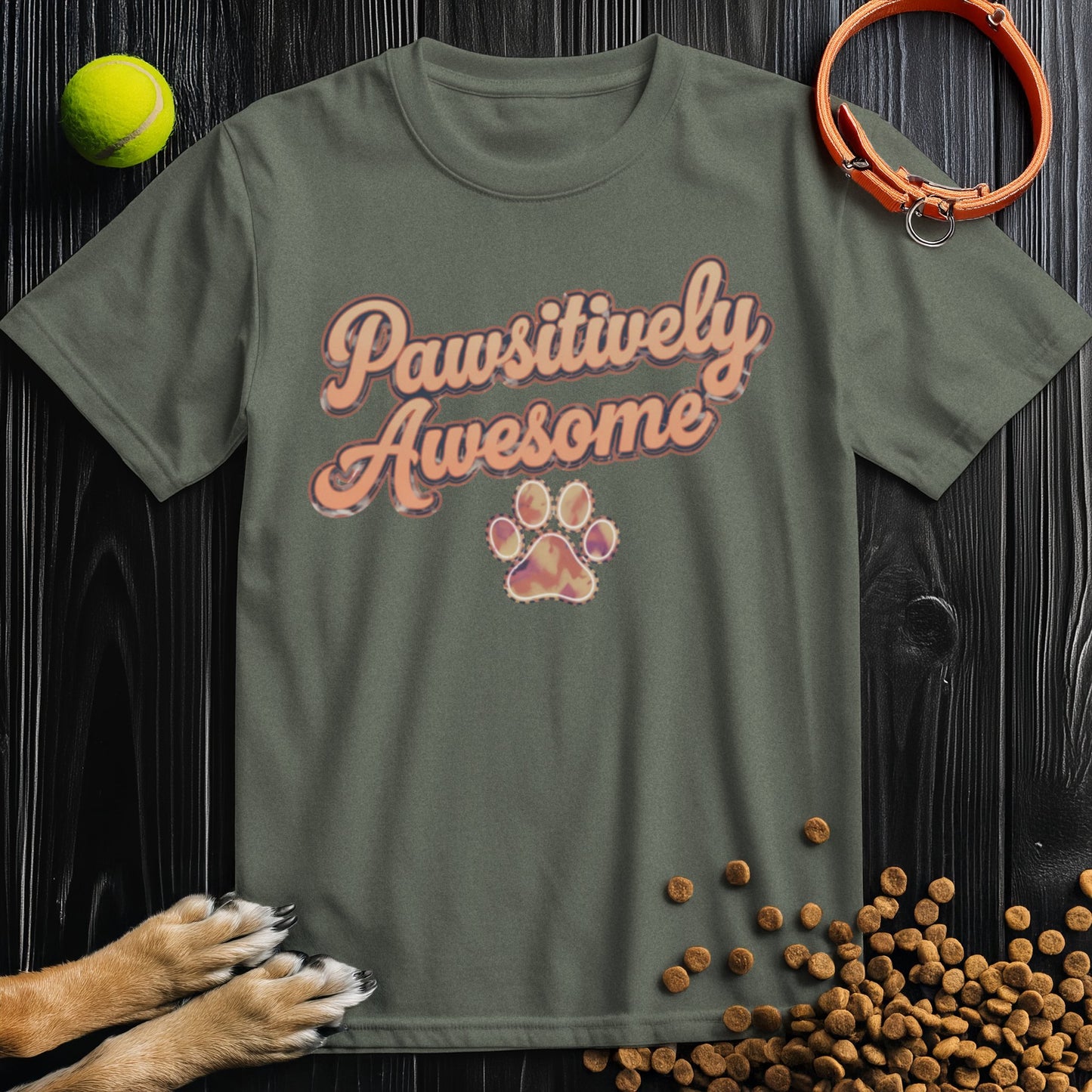 Pawsitively Awesome Colored Retro Vibes T-Shirt