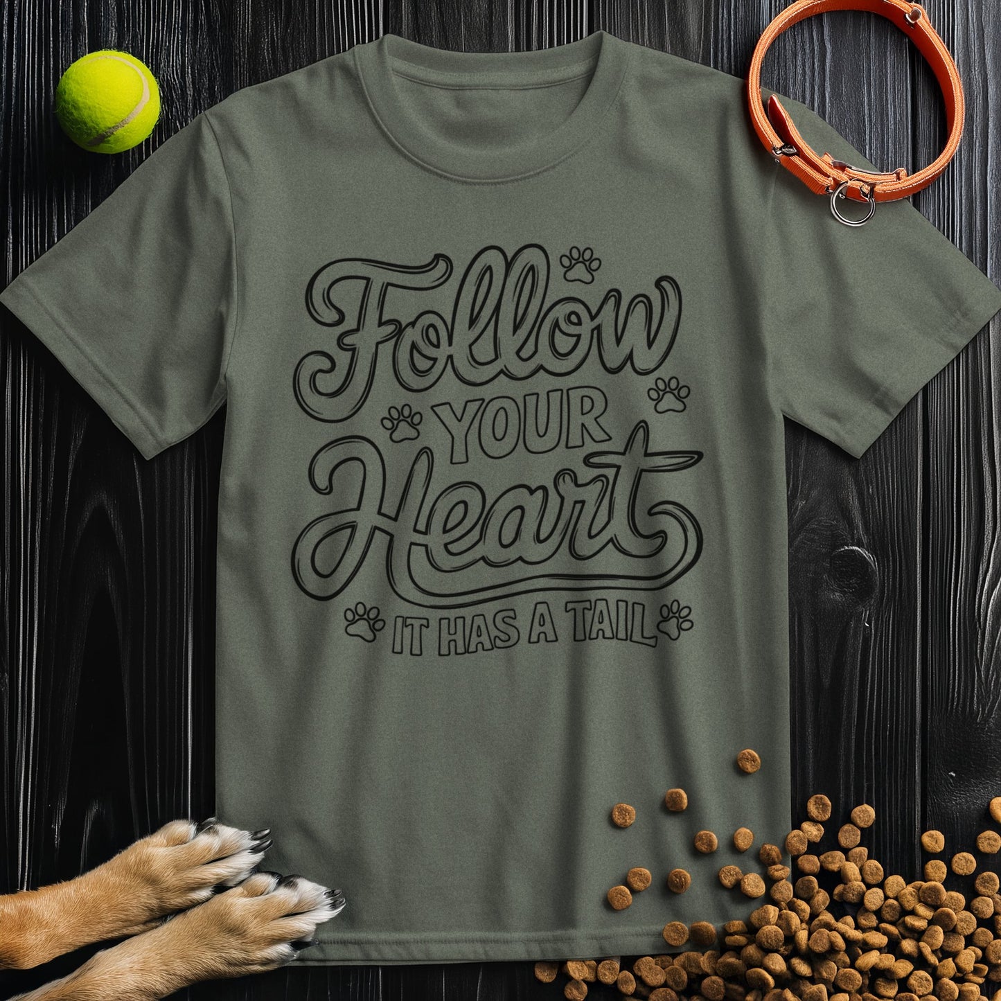 Follow Your Heart, It Has A Tail Black T-Shirt