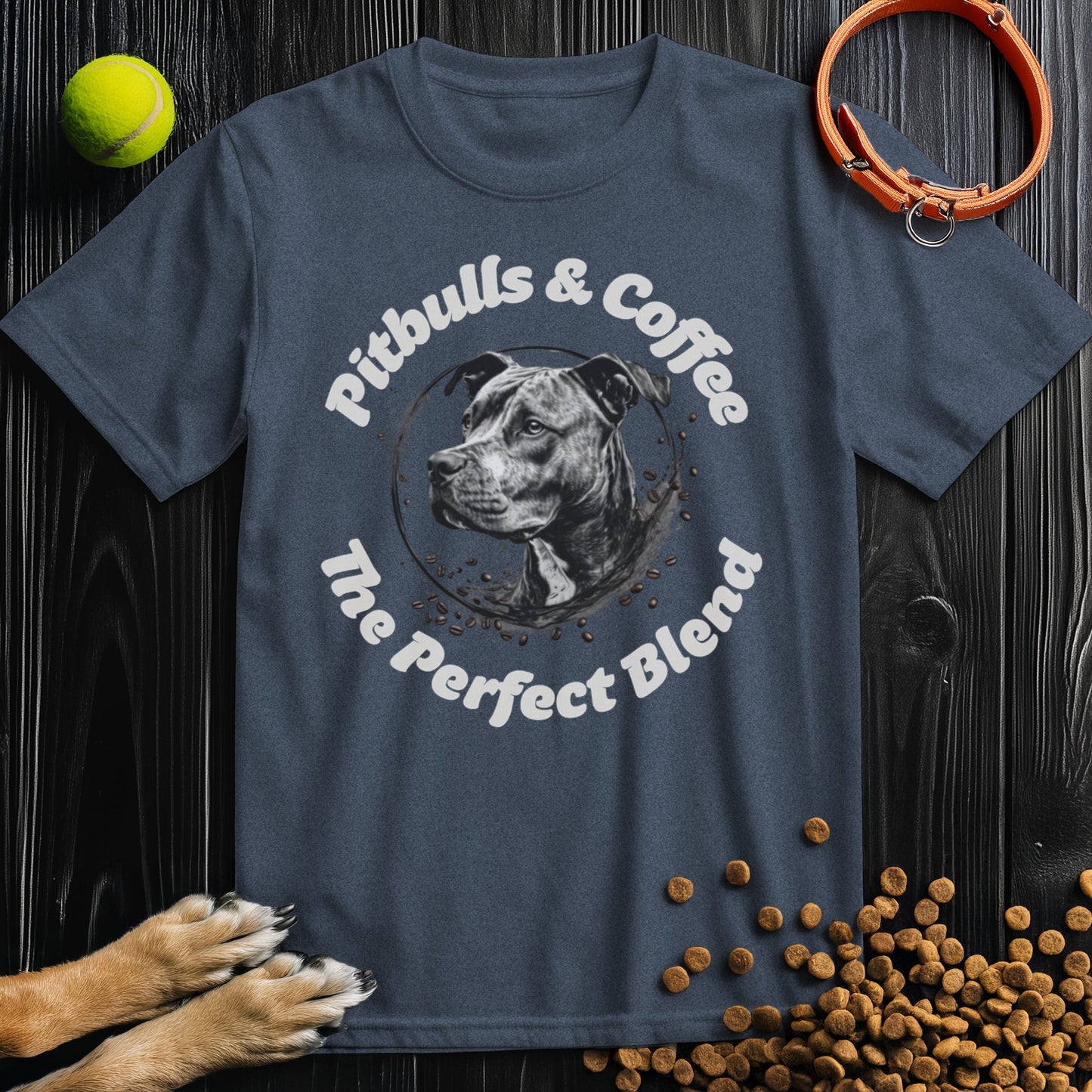 Pitbulls & Coffee, The Perfect Blend Off White Text T-Shirt