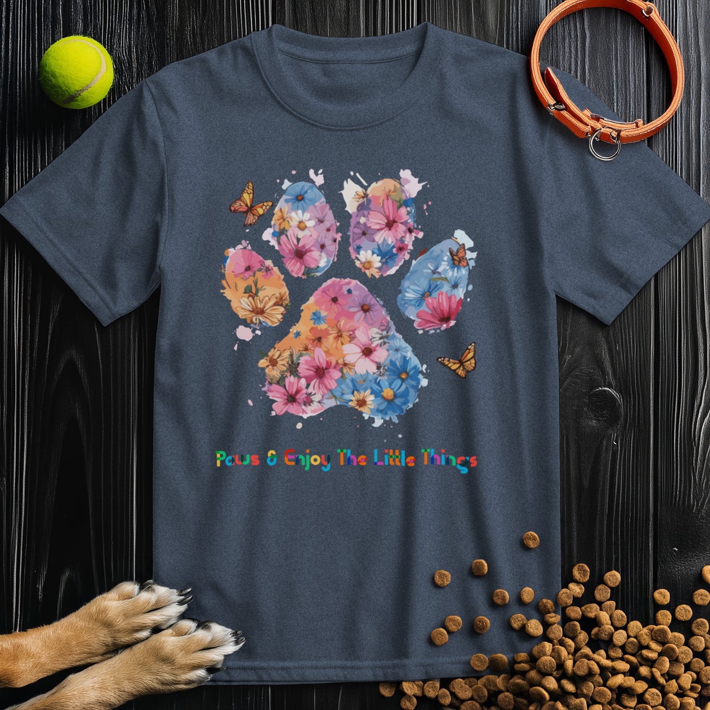 Paws & Enjoy The Little Things Watercolor T-Shirt