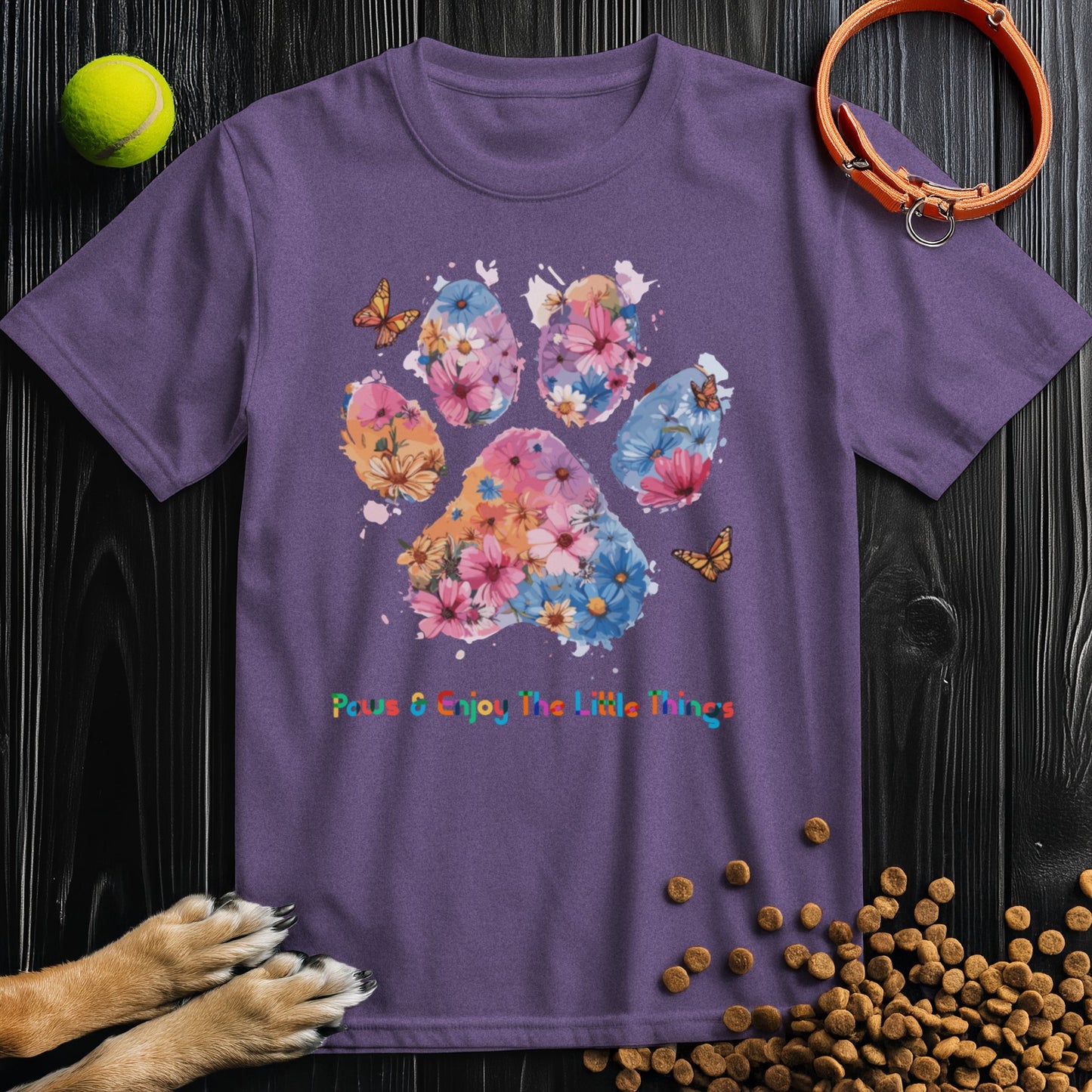 Paws & Enjoy The Little Things Watercolor T-Shirt