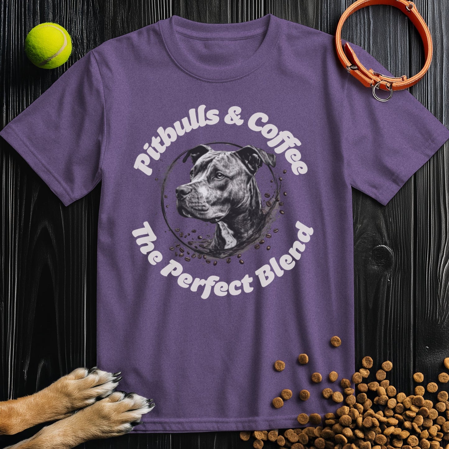 Pitbulls & Coffee, The Perfect Blend Off White Text T-Shirt