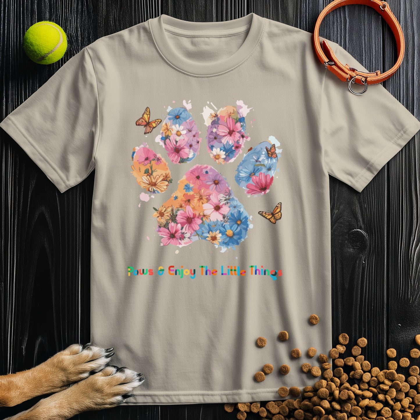 Paws & Enjoy The Little Things Watercolor T-Shirt