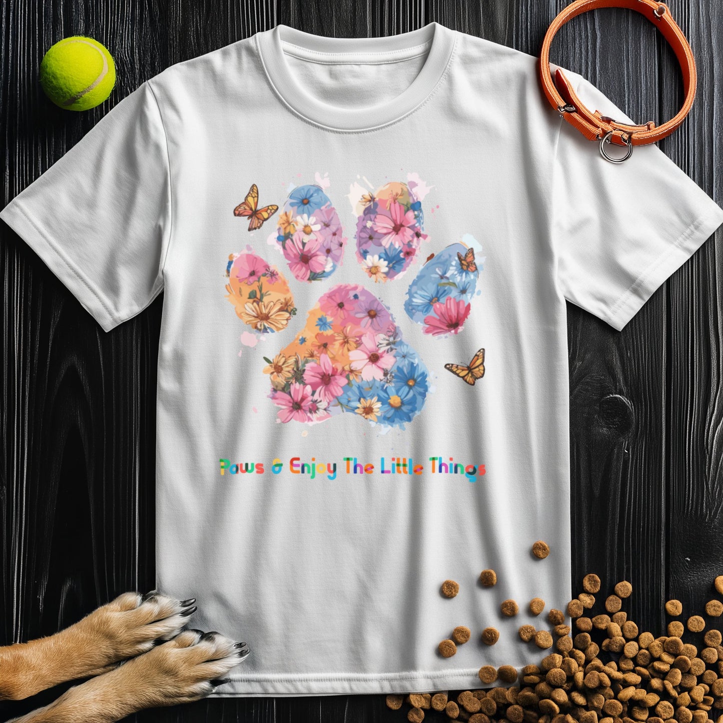 Paws & Enjoy The Little Things Watercolor T-Shirt