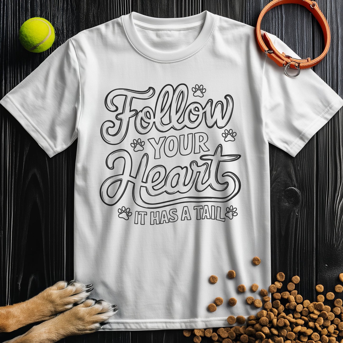 Follow Your Heart, It Has A Tail Black T-Shirt